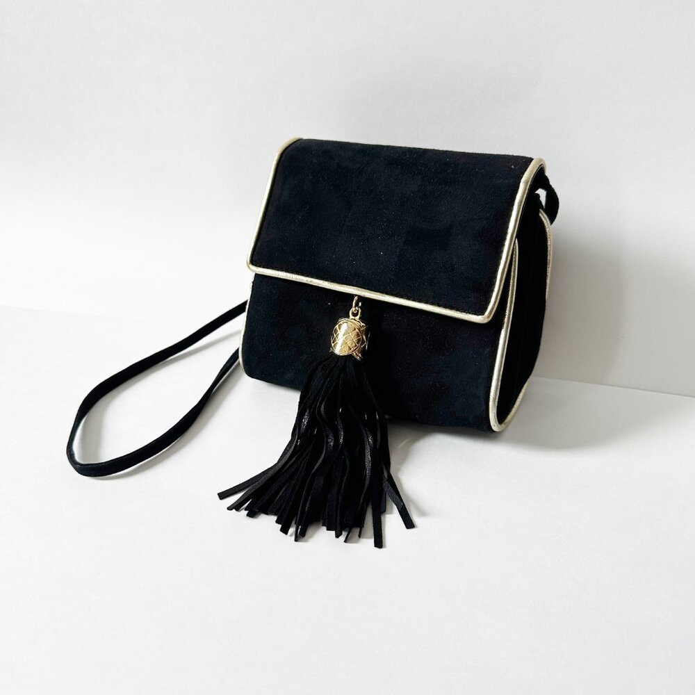 Vintage Faux Suede Crossbody Bag